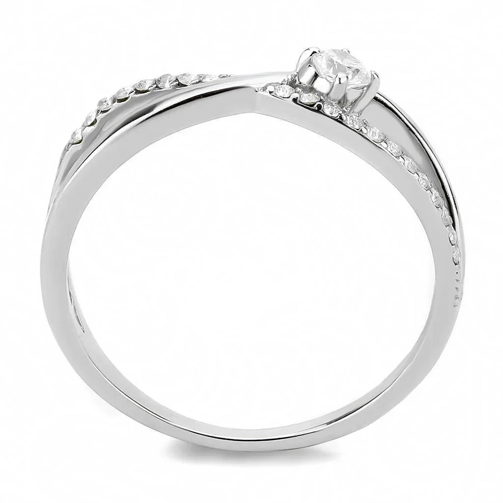 Silver Rings for Women 316L Stainless Steel DA261 - AAA Grade Cubic Zirconia in Clear - Jewelry Store by Erik Rayo