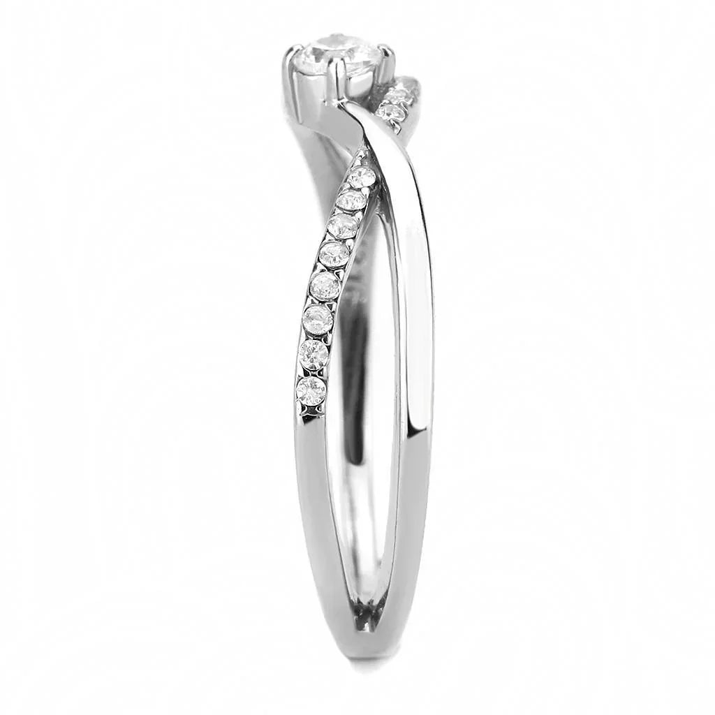Silver Rings for Women 316L Stainless Steel DA261 - AAA Grade Cubic Zirconia in Clear - Jewelry Store by Erik Rayo