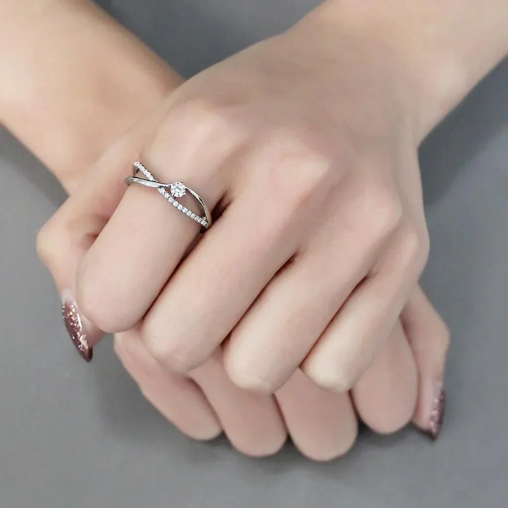 Silver Rings for Women 316L Stainless Steel DA261 - AAA Grade Cubic Zirconia in Clear - Jewelry Store by Erik Rayo