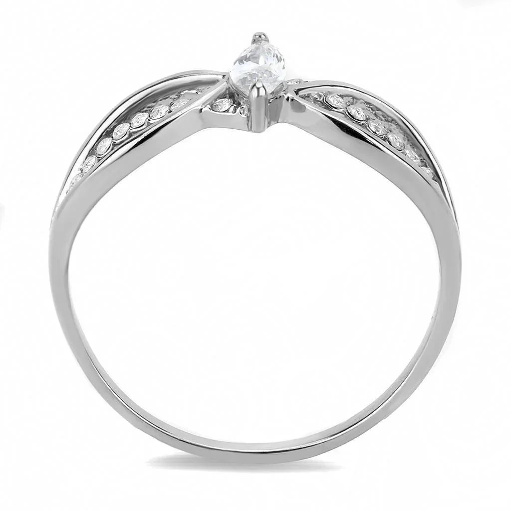 Silver Rings for Women 316L Stainless Steel DA262 - AAA Grade Cubic Zirconia in Clear - Jewelry Store by Erik Rayo
