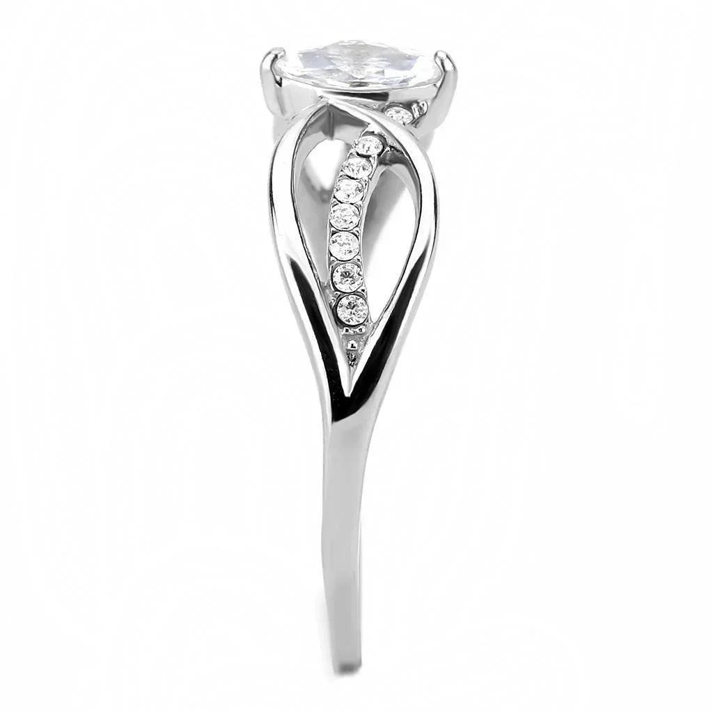 Silver Rings for Women 316L Stainless Steel DA262 - AAA Grade Cubic Zirconia in Clear - Jewelry Store by Erik Rayo