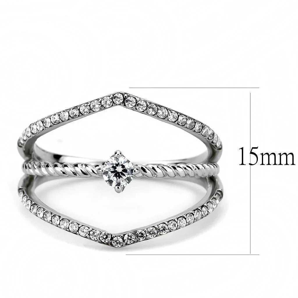 Silver Rings for Women 316L Stainless Steel DA264 - AAA Grade Cubic Zirconia in Clear - Jewelry Store by Erik Rayo