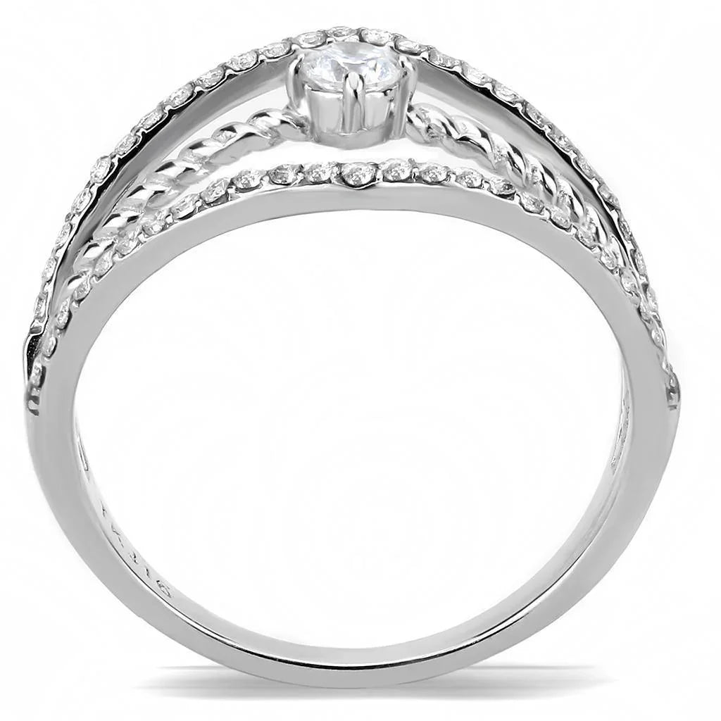 Silver Rings for Women 316L Stainless Steel DA264 - AAA Grade Cubic Zirconia in Clear - Jewelry Store by Erik Rayo