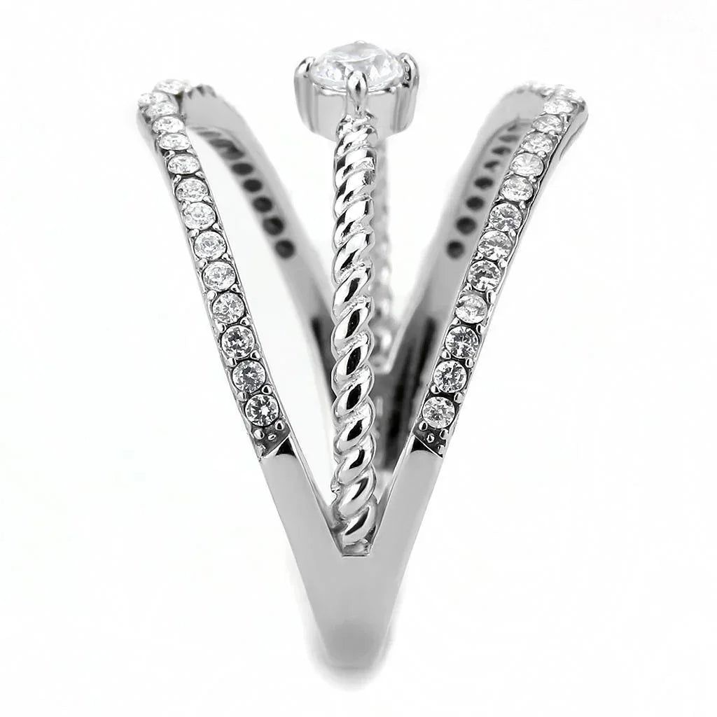Silver Rings for Women 316L Stainless Steel DA264 - AAA Grade Cubic Zirconia in Clear - Jewelry Store by Erik Rayo