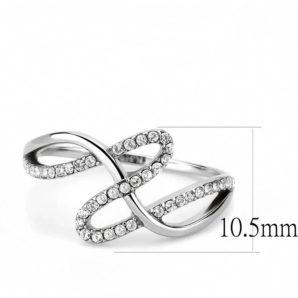Silver Rings for Women 316L Stainless Steel DA265 - AAA Grade Cubic Zirconia in Clear - Jewelry Store by Erik Rayo