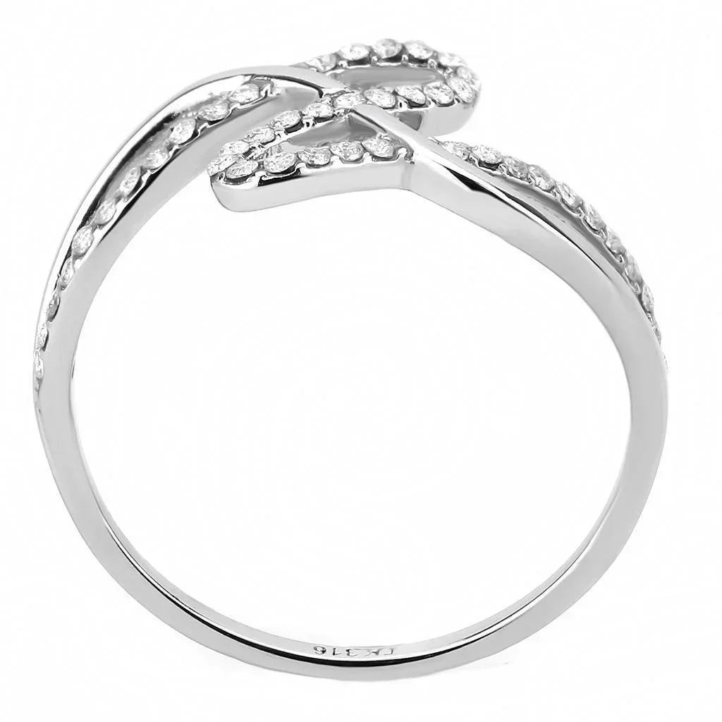 Silver Rings for Women 316L Stainless Steel DA265 - AAA Grade Cubic Zirconia in Clear - Jewelry Store by Erik Rayo