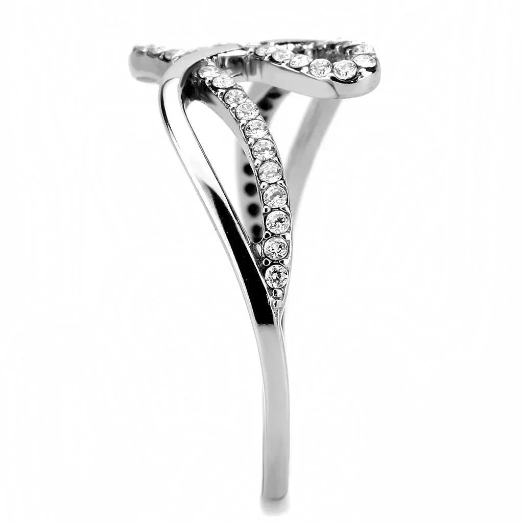 Silver Rings for Women 316L Stainless Steel DA265 - AAA Grade Cubic Zirconia in Clear - Jewelry Store by Erik Rayo