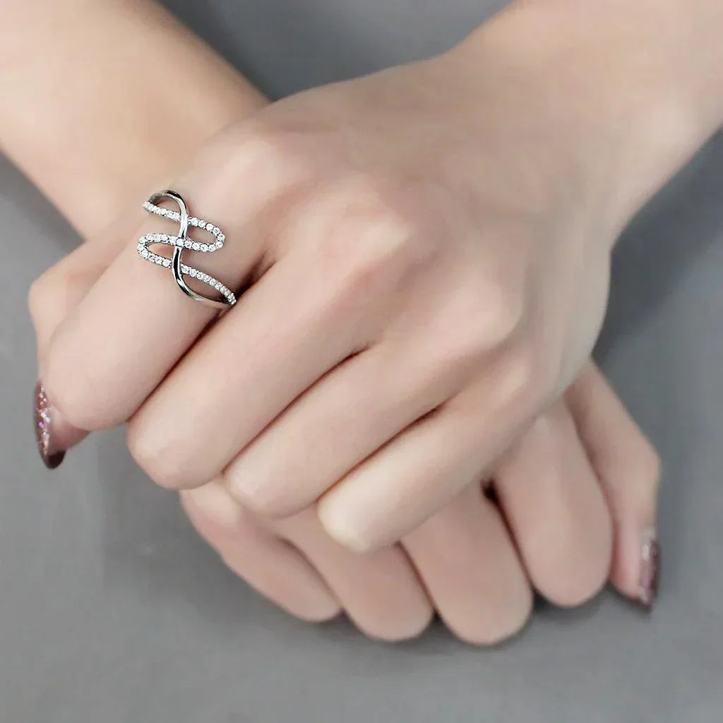Silver Rings for Women 316L Stainless Steel DA265 - AAA Grade Cubic Zirconia in Clear - Jewelry Store by Erik Rayo