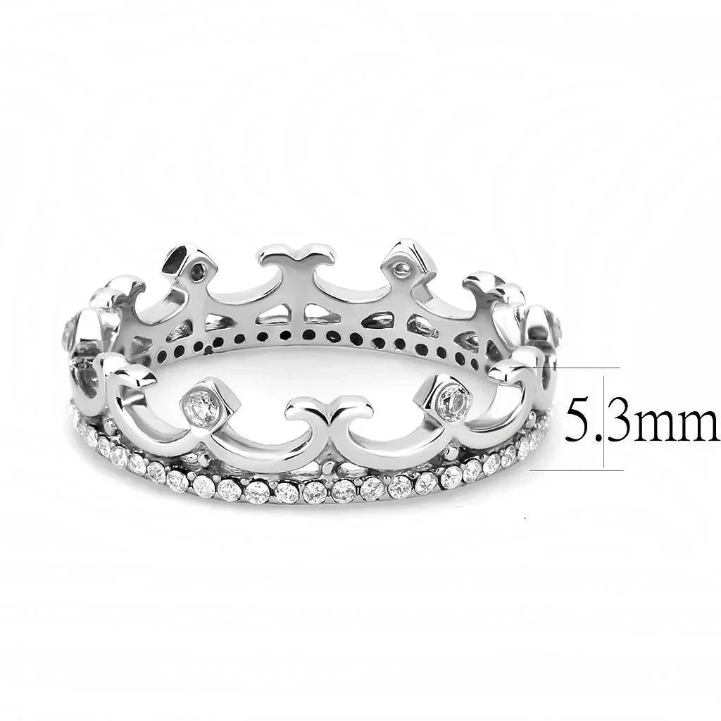 Silver Rings for Women 316L Stainless Steel DA267 - AAA Grade Cubic Zirconia in Clear - Jewelry Store by Erik Rayo