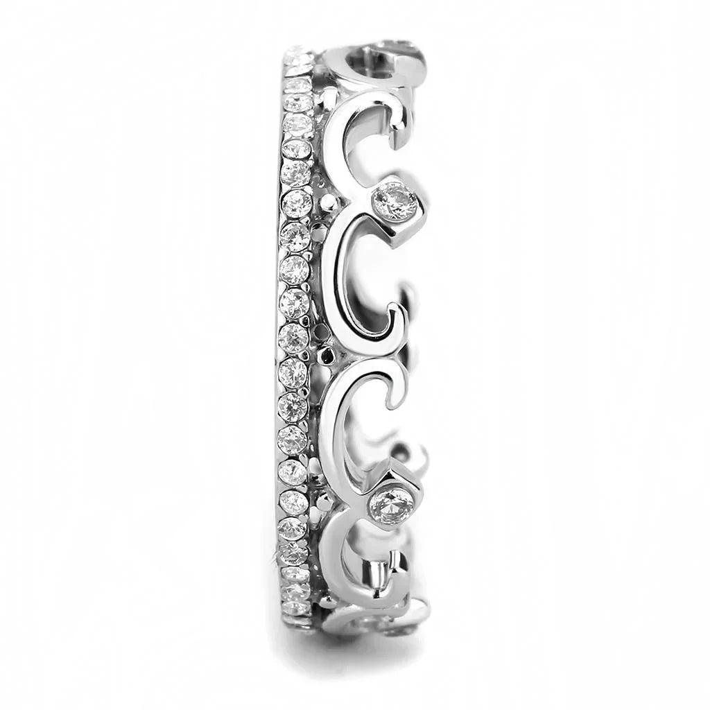 Silver Rings for Women 316L Stainless Steel DA267 - AAA Grade Cubic Zirconia in Clear - Jewelry Store by Erik Rayo