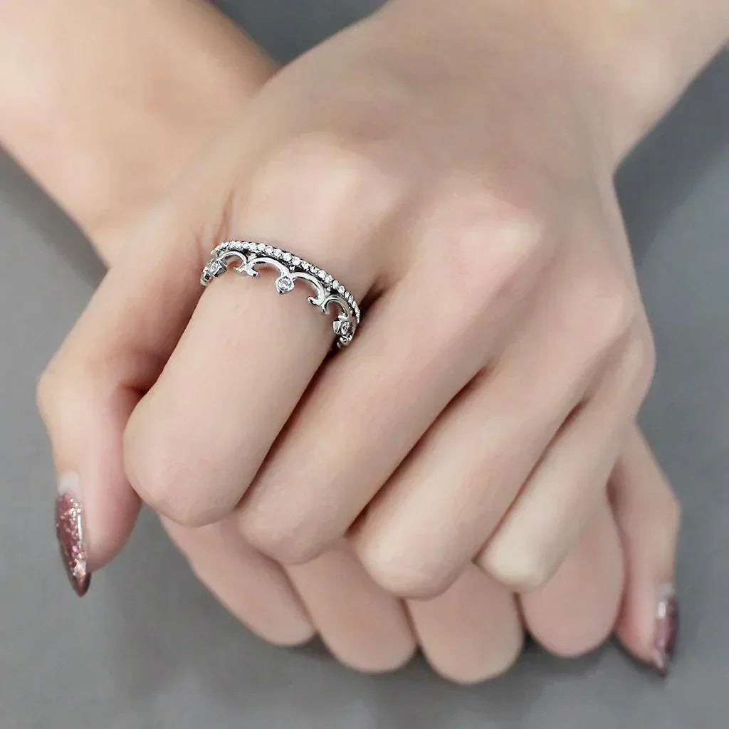 Silver Rings for Women 316L Stainless Steel DA267 - AAA Grade Cubic Zirconia in Clear - Jewelry Store by Erik Rayo