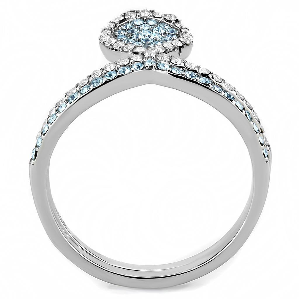 Silver Rings for Women 316L Stainless Steel DA268 - AAA Grade Cubic Zirconia in Sea Blue - Jewelry Store by Erik Rayo