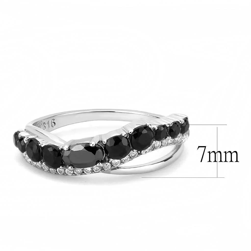 Silver Rings for Women 316L Stainless Steel DA269 - AAA Grade Cubic Zirconia in Black Diamond - Jewelry Store by Erik Rayo