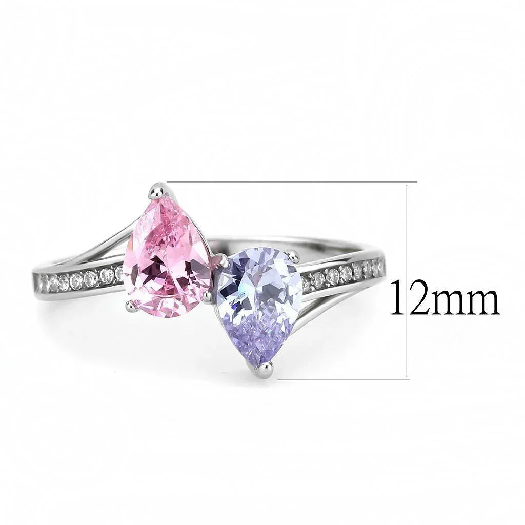 Silver Rings for Women 316L Stainless Steel DA270 - AAA Grade Cubic Zirconia in Multi Color - Jewelry Store by Erik Rayo