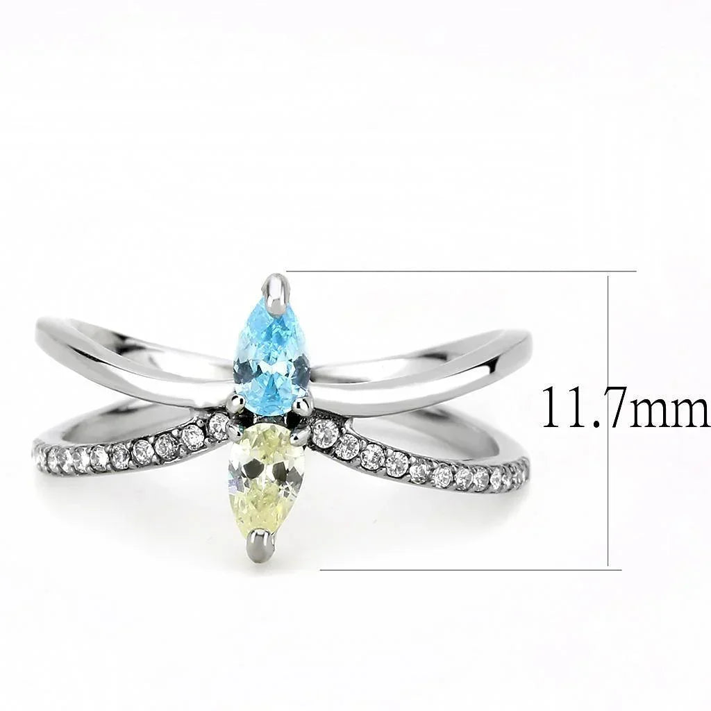 Silver Rings for Women 316L Stainless Steel DA271 - AAA Grade Cubic Zirconia in Multi Color - Jewelry Store by Erik Rayo