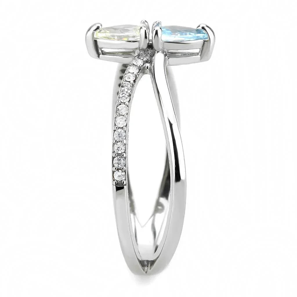 Silver Rings for Women 316L Stainless Steel DA271 - AAA Grade Cubic Zirconia in Multi Color - Jewelry Store by Erik Rayo