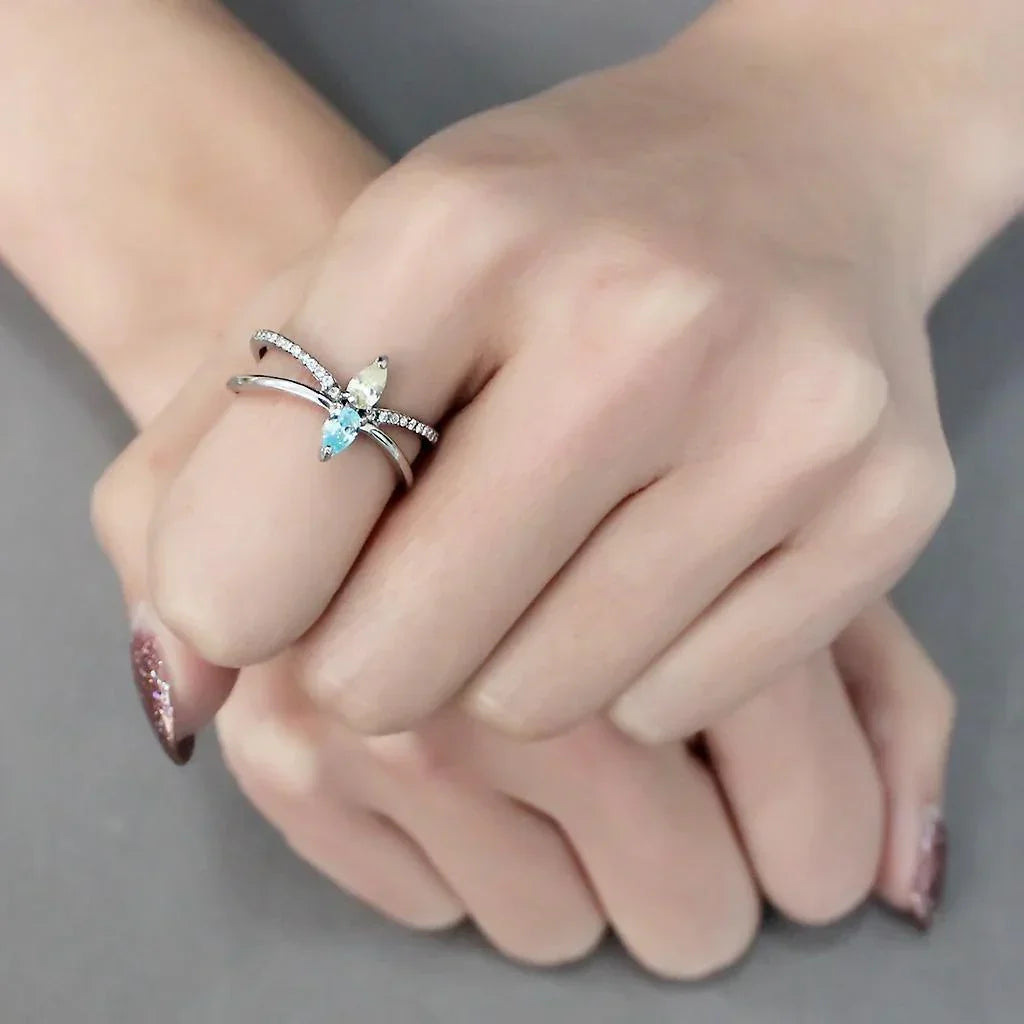 Silver Rings for Women 316L Stainless Steel DA271 - AAA Grade Cubic Zirconia in Multi Color - Jewelry Store by Erik Rayo