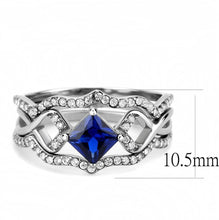 Load image into Gallery viewer, Silver Rings for Women 316L Stainless Steel DA272 - Spinel in London Blue
