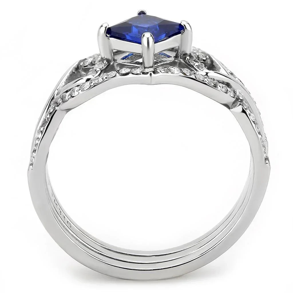 Silver Rings for Women 316L Stainless Steel DA272 - Spinel in London Blue - Jewelry Store by Erik Rayo