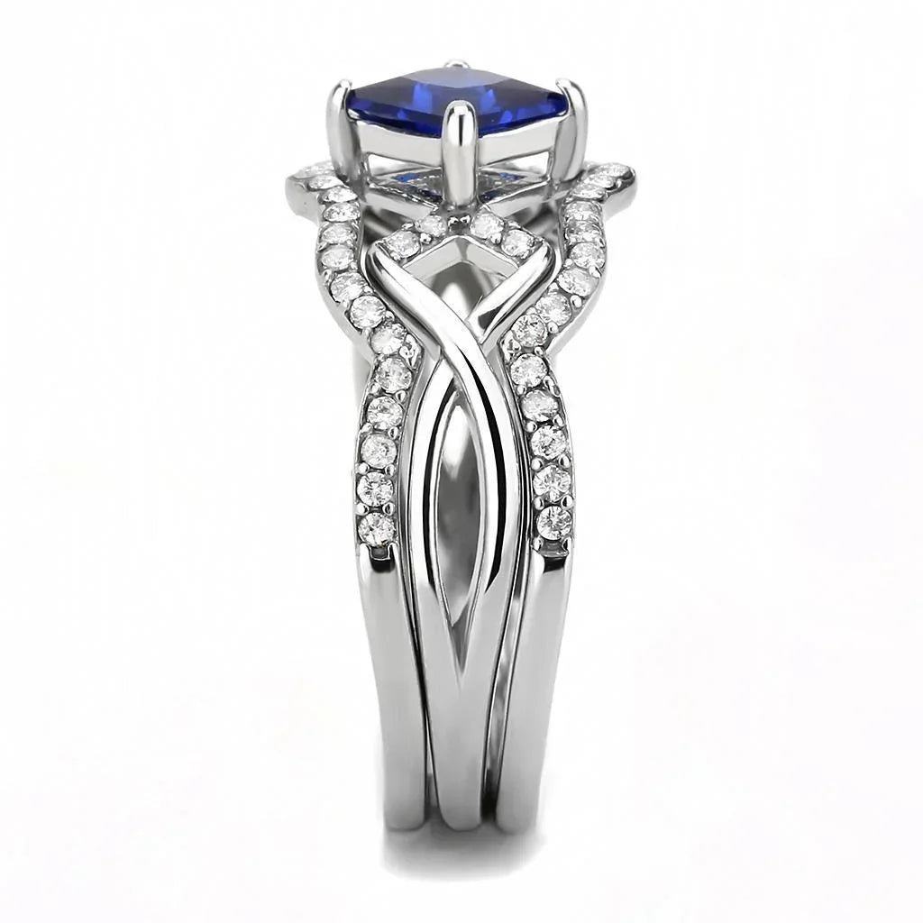 Silver Rings for Women 316L Stainless Steel DA272 - Spinel in London Blue - Jewelry Store by Erik Rayo