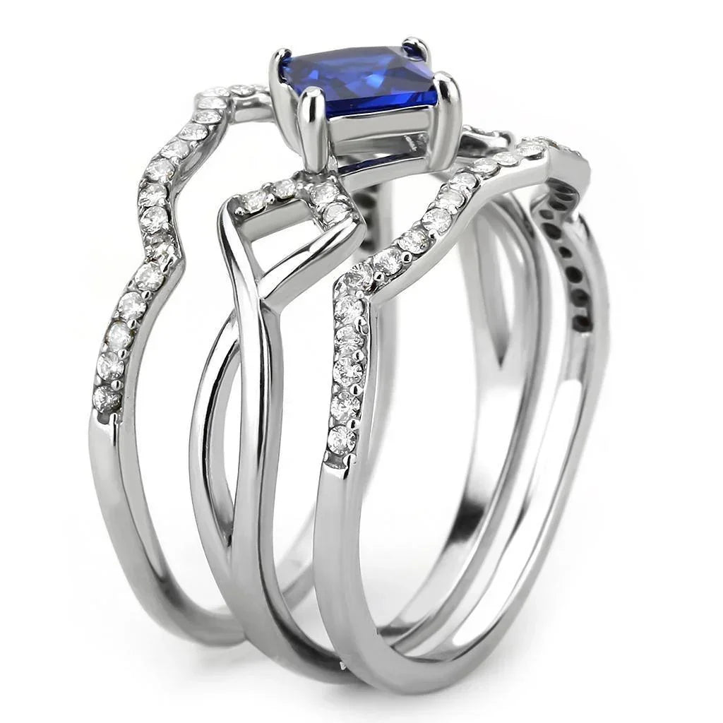 Silver Rings for Women 316L Stainless Steel DA272 - Spinel in London Blue - Jewelry Store by Erik Rayo