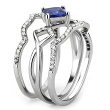 Load image into Gallery viewer, Silver Rings for Women 316L Stainless Steel DA272 - Spinel in London Blue
