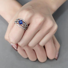 Load image into Gallery viewer, Silver Rings for Women 316L Stainless Steel DA272 - Spinel in London Blue
