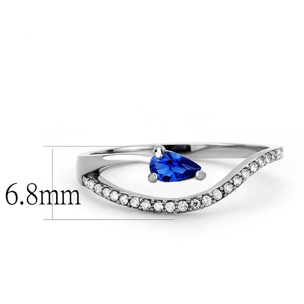 Silver Rings for Women 316L Stainless Steel DA273 - Spinel in London Blue - Jewelry Store by Erik Rayo
