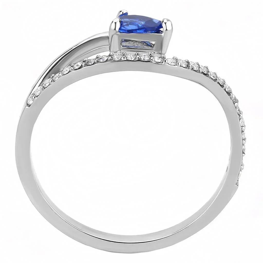 Silver Rings for Women 316L Stainless Steel DA273 - Spinel in London Blue - Jewelry Store by Erik Rayo