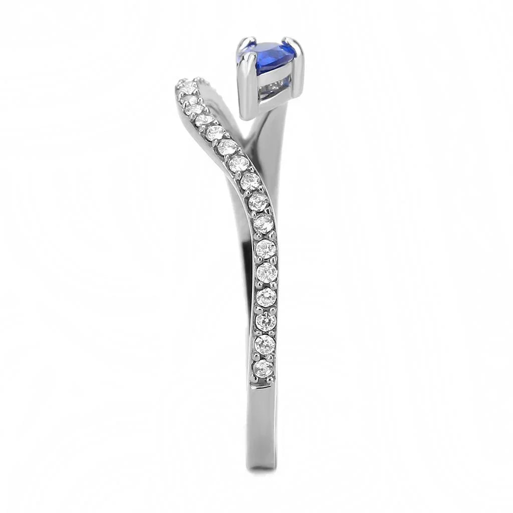 Silver Rings for Women 316L Stainless Steel DA273 - Spinel in London Blue - Jewelry Store by Erik Rayo