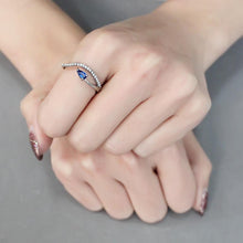 Load image into Gallery viewer, Silver Rings for Women 316L Stainless Steel DA273 - Spinel in London Blue
