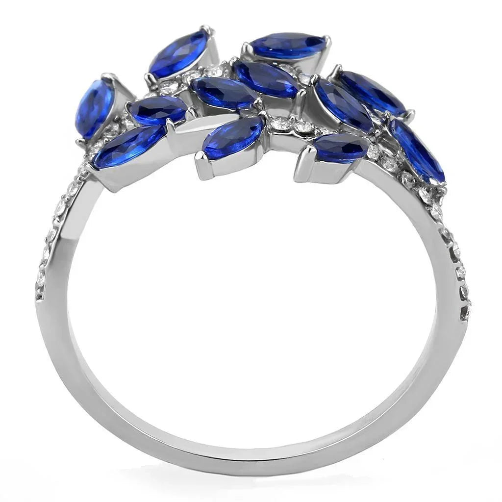 Silver Rings for Women 316L Stainless Steel DA274 - Spinel in London Blue - Jewelry Store by Erik Rayo