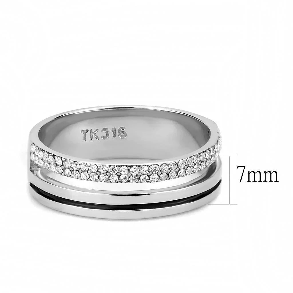 Silver Rings for Women 316L Stainless Steel DA275 - AAA Grade Cubic Zirconia in Clear - Jewelry Store by Erik Rayo