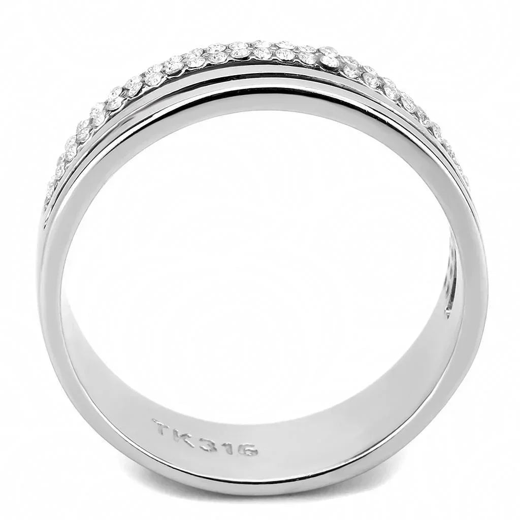 Silver Rings for Women 316L Stainless Steel DA275 - AAA Grade Cubic Zirconia in Clear - Jewelry Store by Erik Rayo