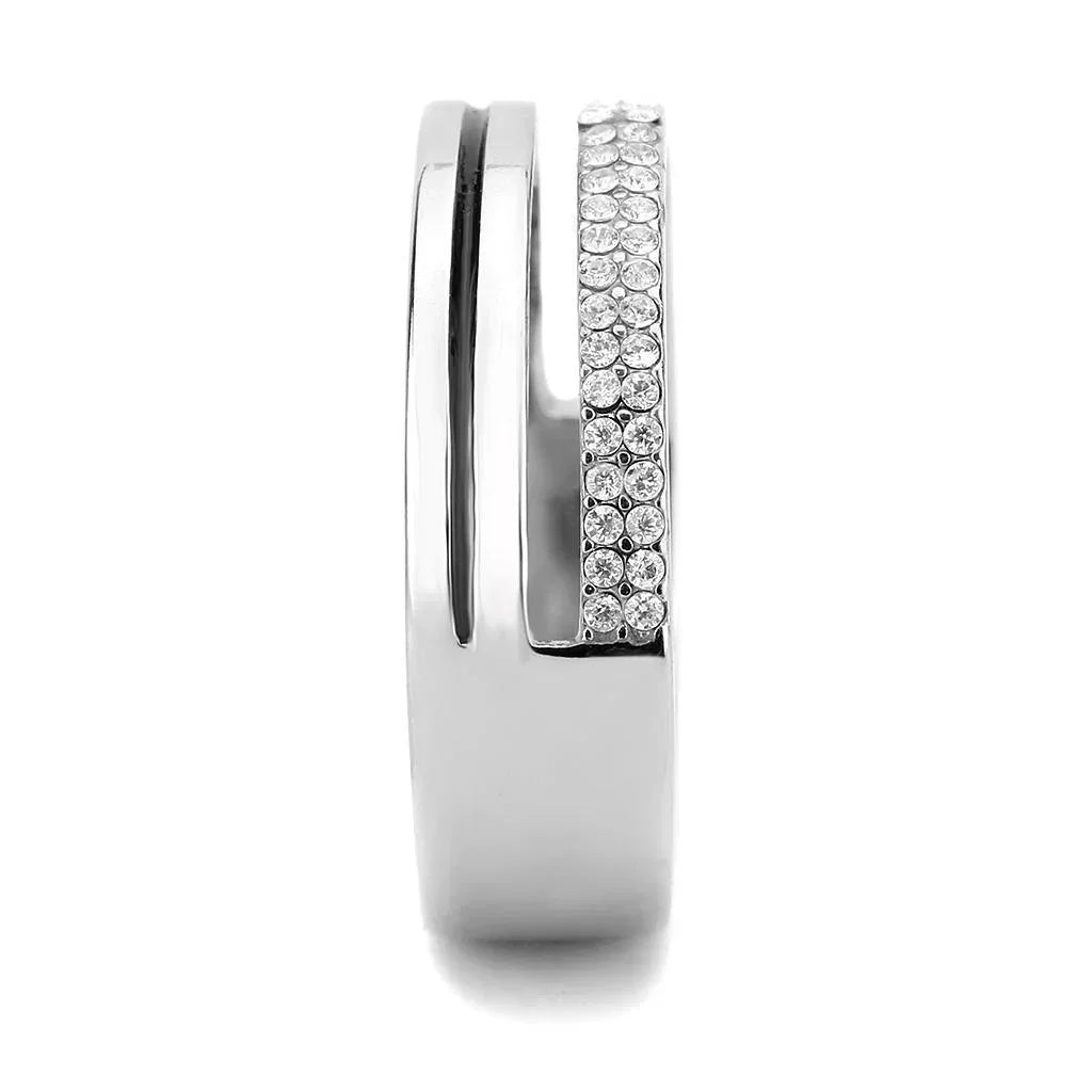 Silver Rings for Women 316L Stainless Steel DA275 - AAA Grade Cubic Zirconia in Clear - Jewelry Store by Erik Rayo