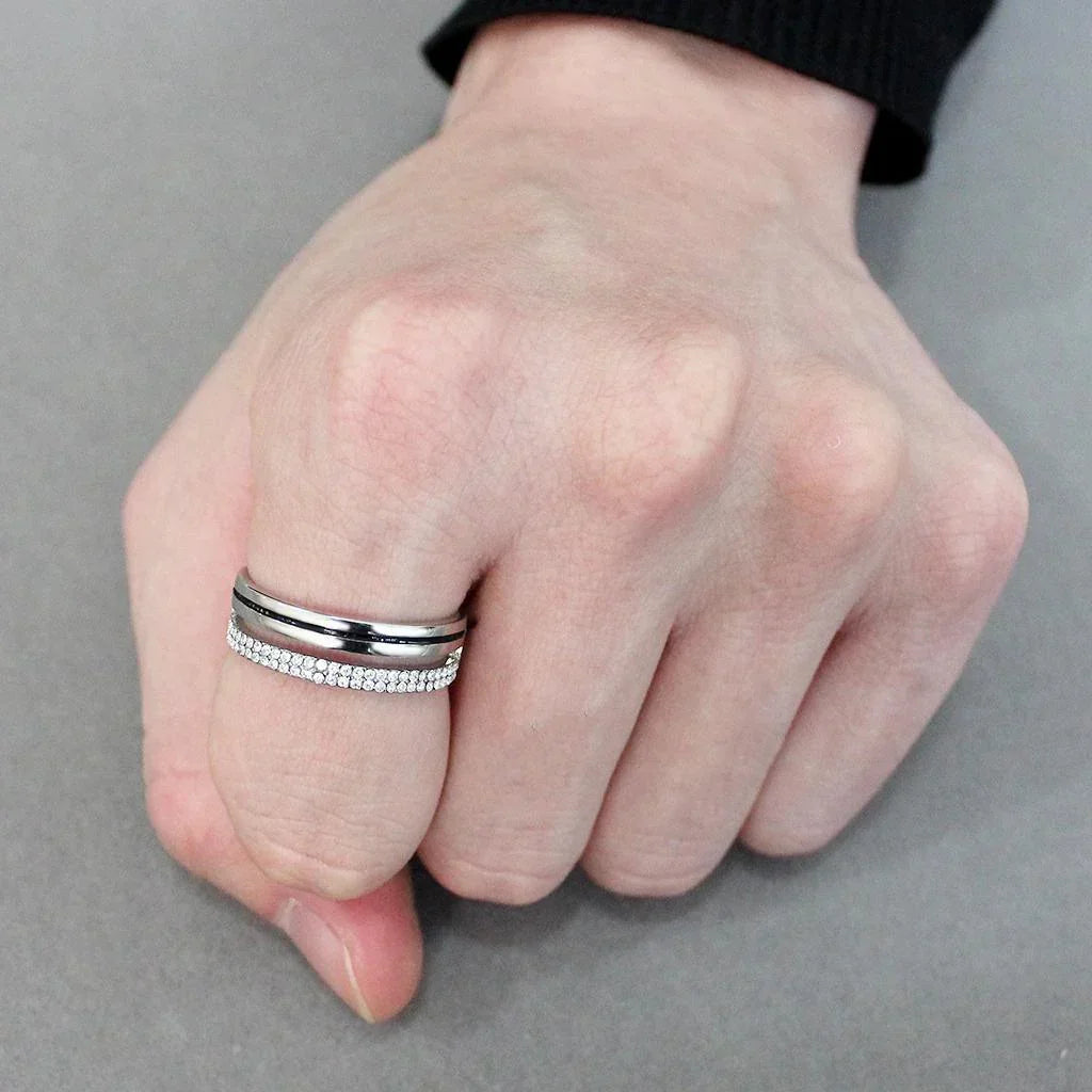 Silver Rings for Women 316L Stainless Steel DA275 - AAA Grade Cubic Zirconia in Clear - Jewelry Store by Erik Rayo