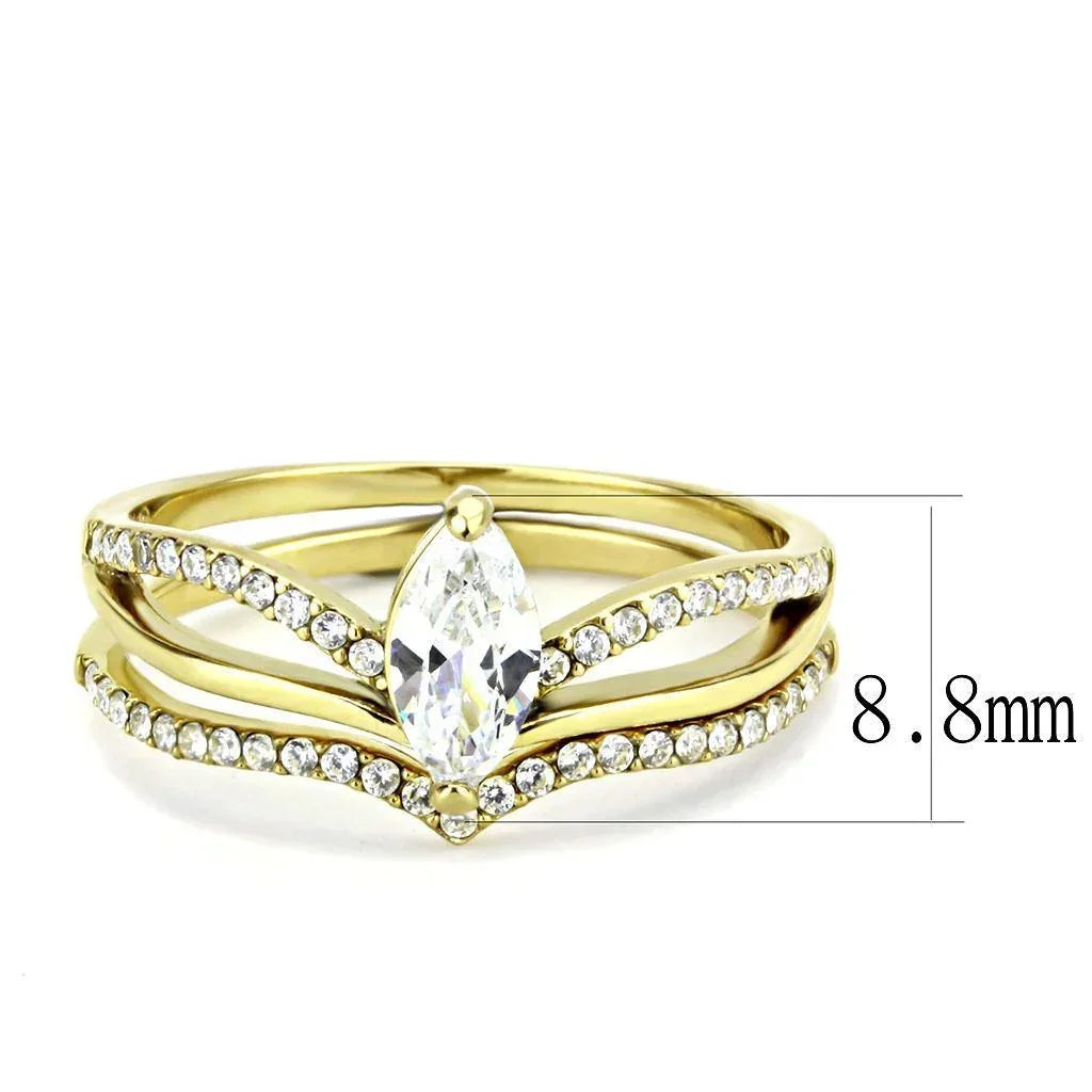 Gold Rings for Women 316L Stainless Steel DA276 - AAA Grade Cubic Zirconia in Clear - Jewelry Store by Erik Rayo