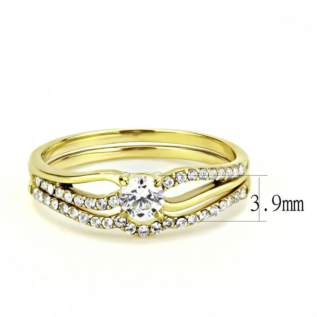 Gold Rings for Women 316L Stainless Steel DA277 - AAA Grade Cubic Zirconia in Clear - Jewelry Store by Erik Rayo