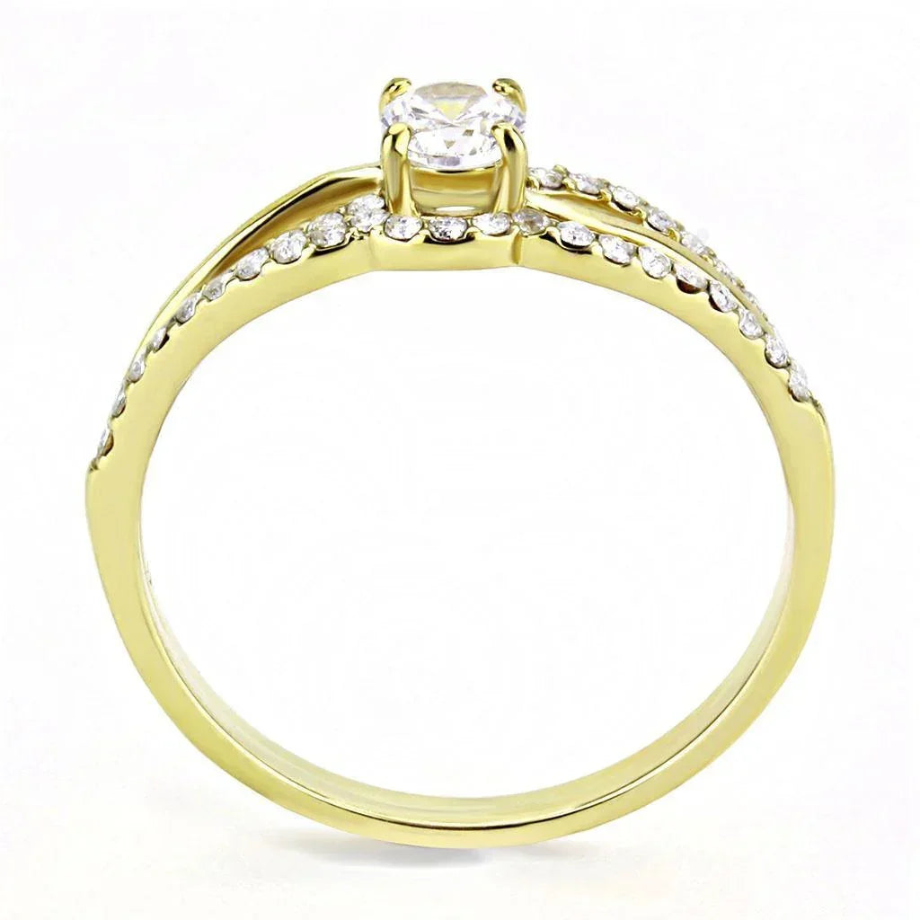 Gold Rings for Women 316L Stainless Steel DA277 - AAA Grade Cubic Zirconia in Clear - Jewelry Store by Erik Rayo
