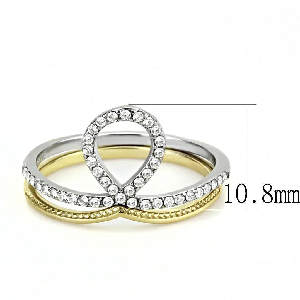 Rings for Women Two-Tone Gold 316L Stainless Steel DA278 - AAA Grade Cubic Zirconia in Clear - Jewelry Store by Erik Rayo