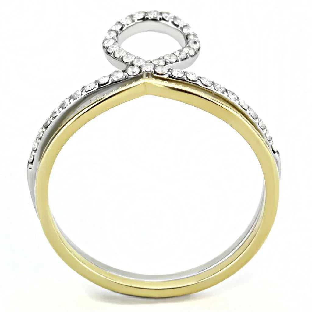 Rings for Women Two-Tone Gold 316L Stainless Steel DA278 - AAA Grade Cubic Zirconia in Clear - Jewelry Store by Erik Rayo