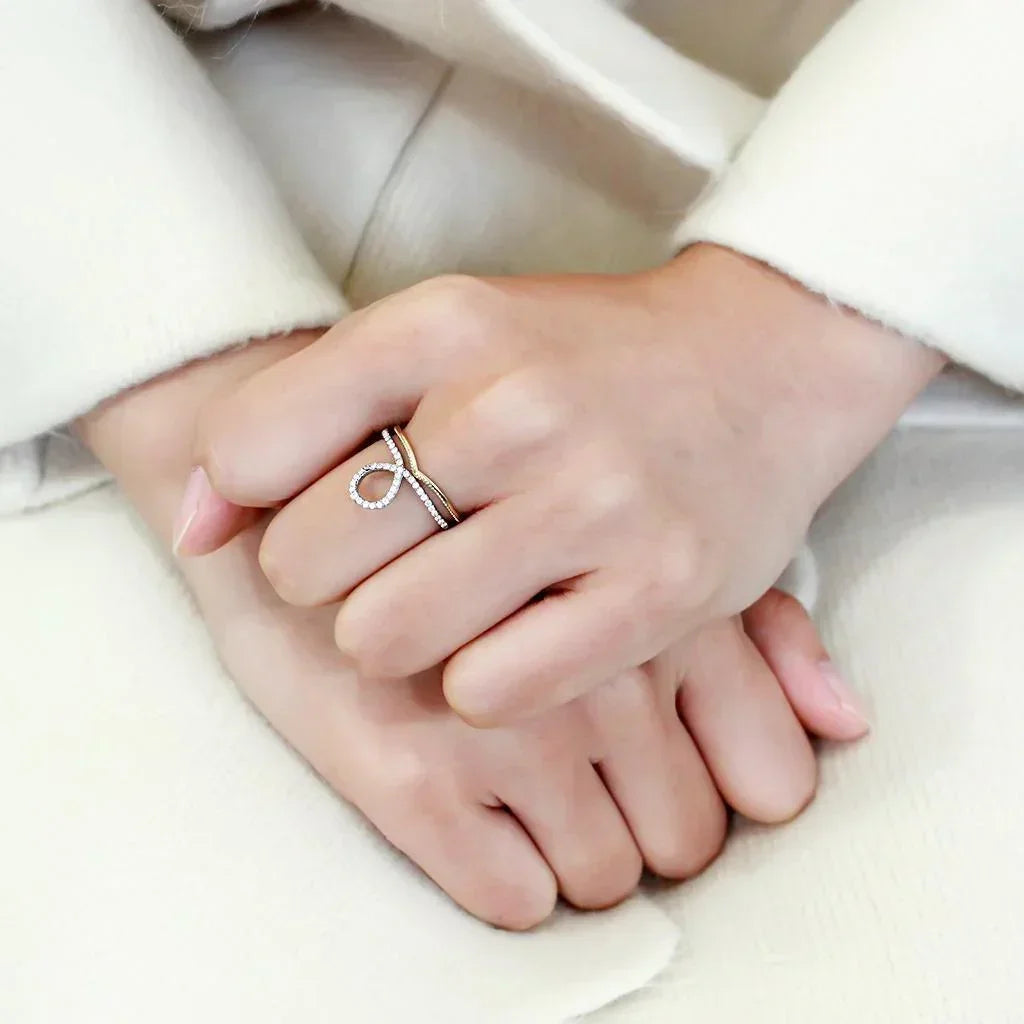 Rings for Women Two-Tone Gold 316L Stainless Steel DA278 - AAA Grade Cubic Zirconia in Clear - Jewelry Store by Erik Rayo