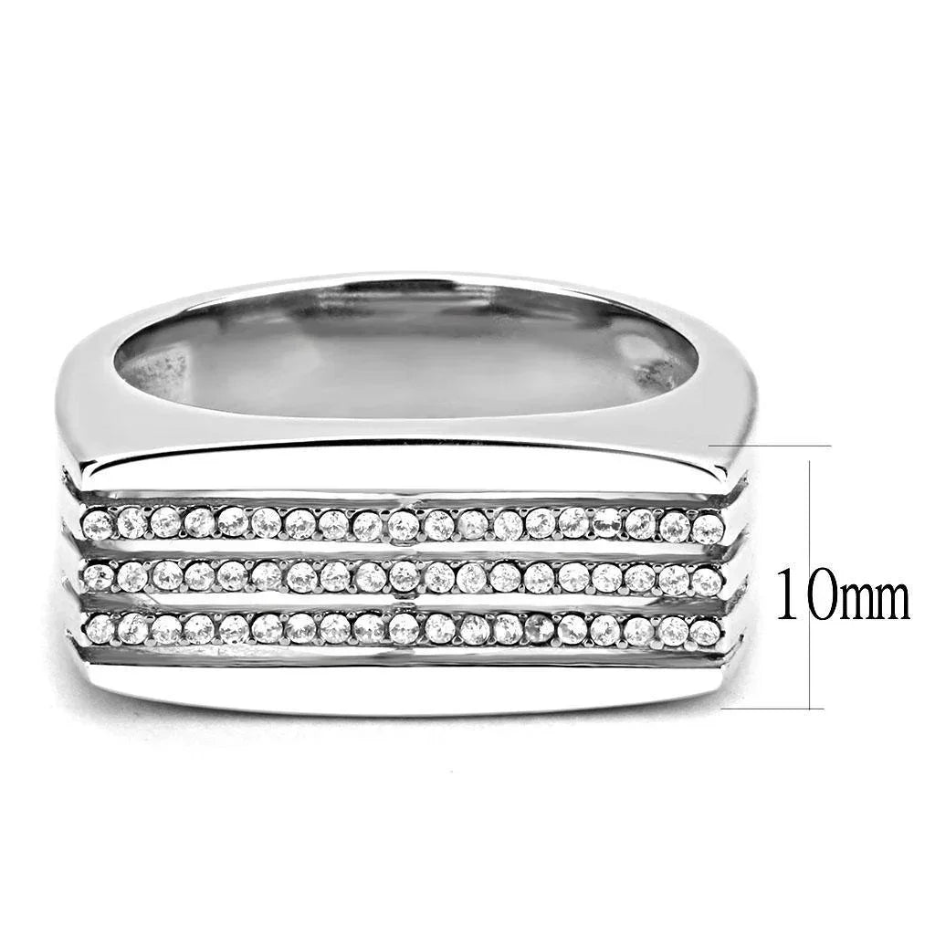 Silver Rings for Women 316L Stainless Steel DA279 - AAA Grade Cubic Zirconia in Clear - Jewelry Store by Erik Rayo