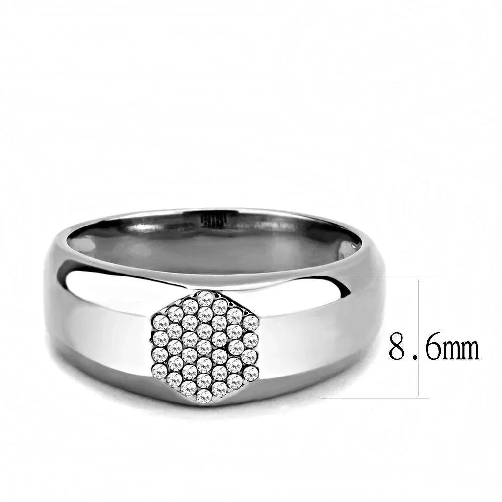 Silver Rings for Women 316L Stainless Steel DA281 - AAA Grade Cubic Zirconia in Clear - Jewelry Store by Erik Rayo