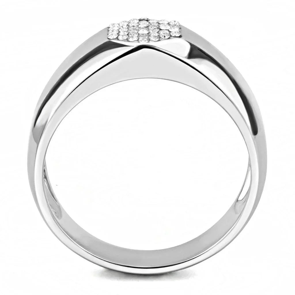 Silver Rings for Women 316L Stainless Steel DA281 - AAA Grade Cubic Zirconia in Clear - Jewelry Store by Erik Rayo