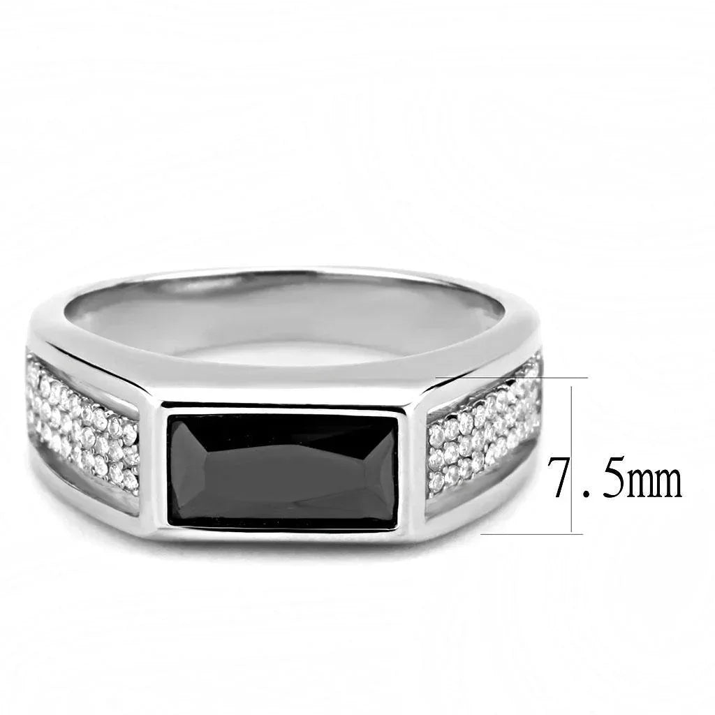Silver Rings for Women 316L Stainless Steel DA284 - AAA Grade Cubic Zirconia in Black Diamond - Jewelry Store by Erik Rayo