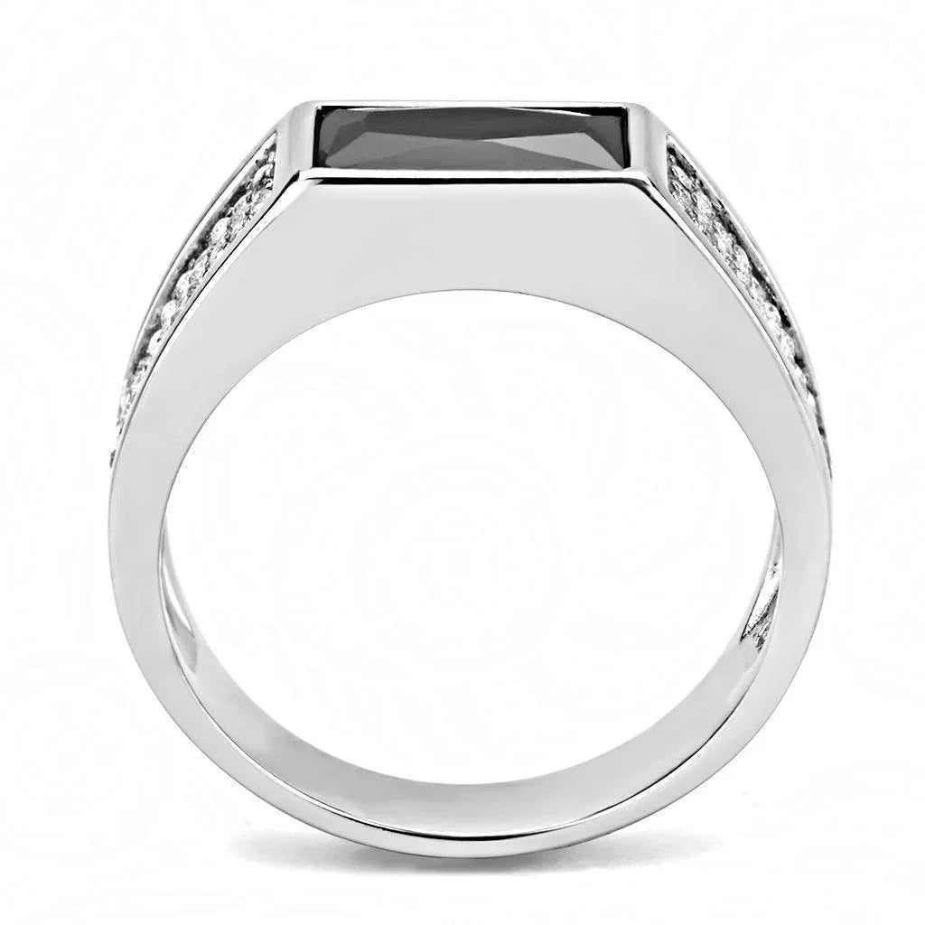 Silver Rings for Women 316L Stainless Steel DA284 - AAA Grade Cubic Zirconia in Black Diamond - Jewelry Store by Erik Rayo