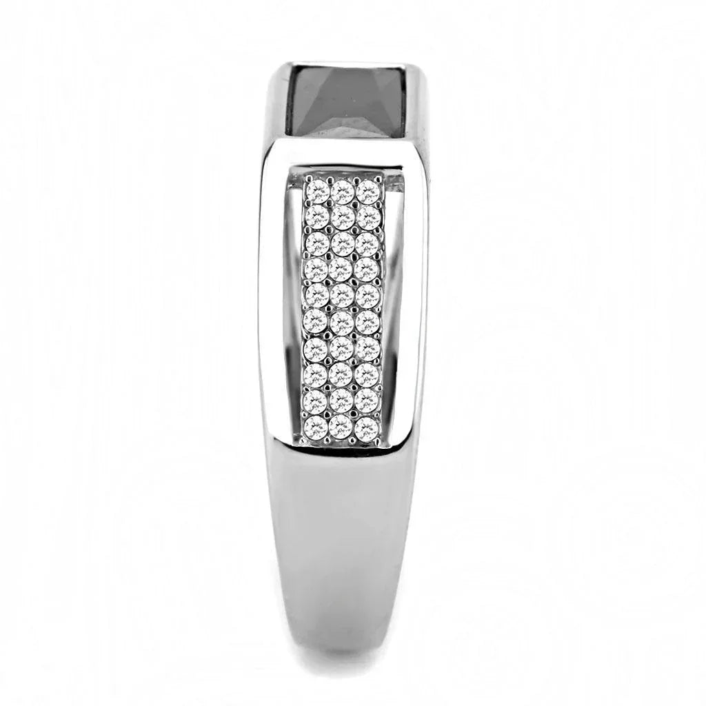 Silver Rings for Women 316L Stainless Steel DA284 - AAA Grade Cubic Zirconia in Black Diamond - Jewelry Store by Erik Rayo