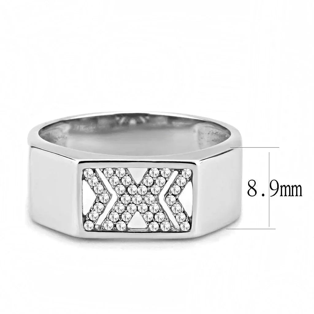 Silver Rings for Women 316L Stainless Steel DA285 - AAA Grade Cubic Zirconia in Clear - Jewelry Store by Erik Rayo