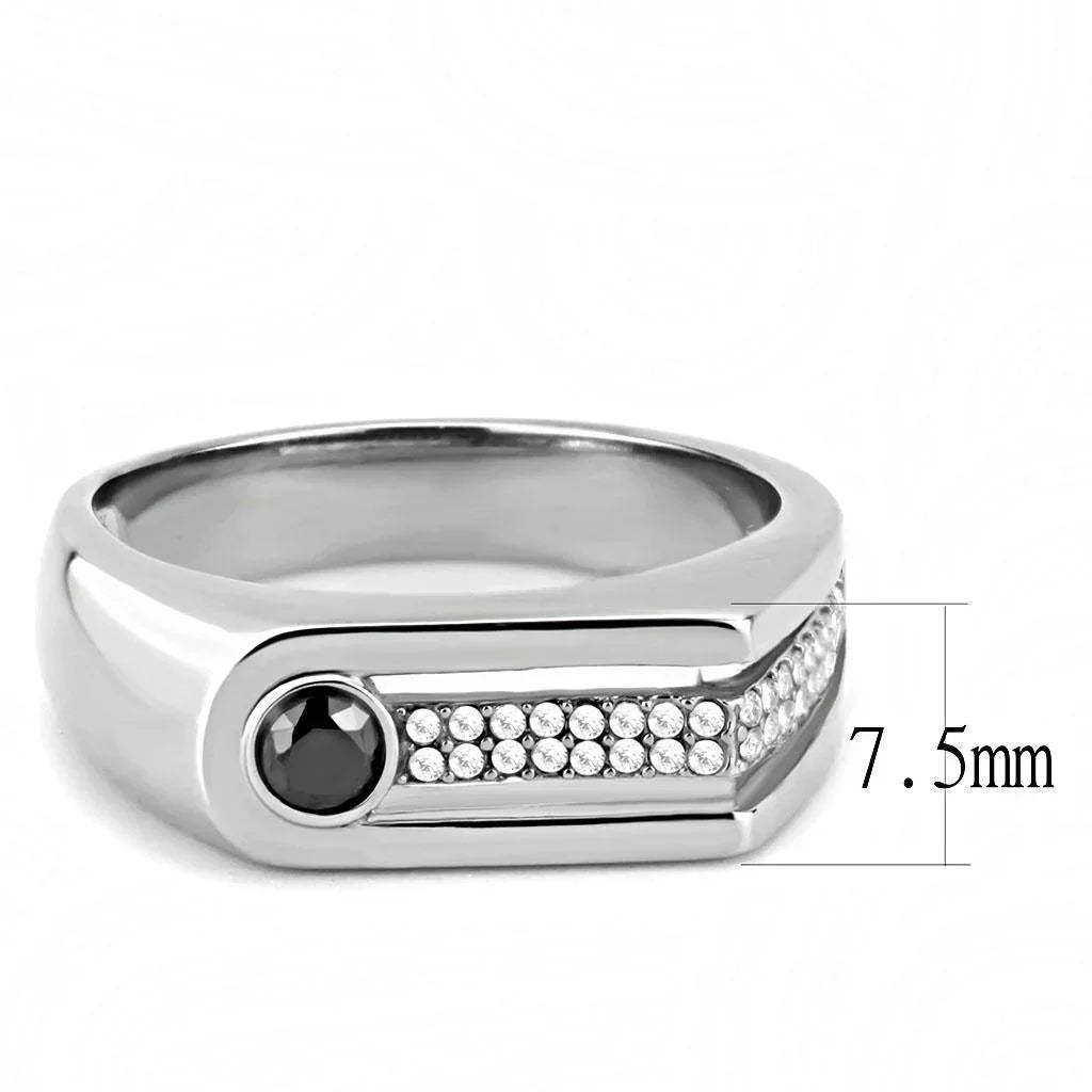 Silver Rings for Women 316L Stainless Steel DA286 - AAA Grade Cubic Zirconia in Black Diamond - Jewelry Store by Erik Rayo